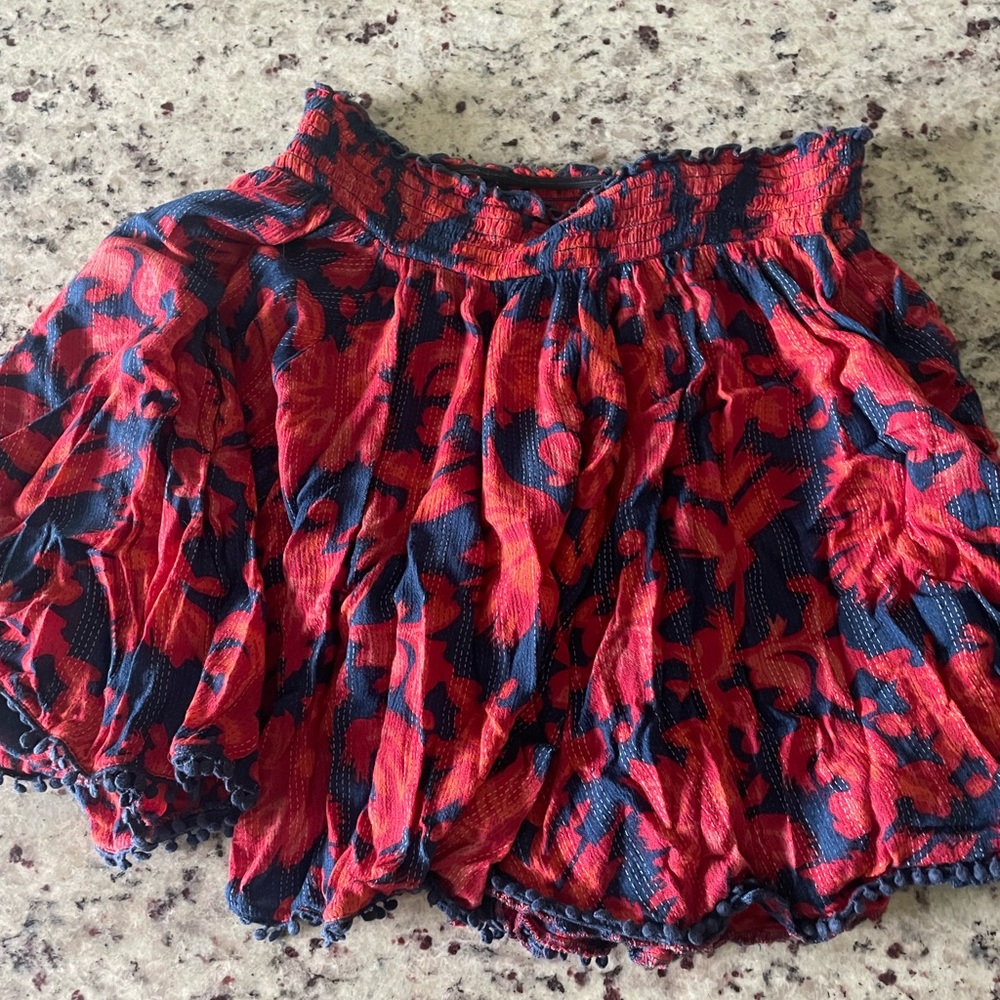 Red and Blue Patterned Skirt